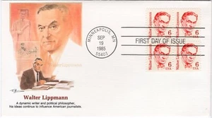 USPS FDC #1849 1985 6¢ Walter Lippmann Great Americans Series Fleetwood ST2588 - Picture 1 of 2