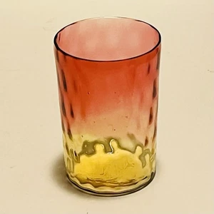 Antique Amberina Cranberry Glass Tumbler IVTP Thumbprint Coin Dot Polka Dot Cup - Picture 1 of 17