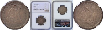 1869-S 25C Seated Liberty Quarter NGC VF-30 - Image 1 of 3