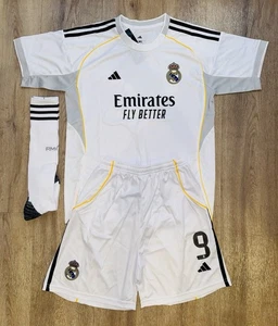 Real Madrid FC 25/26 Kids Home Football Full Kit - MBAPPE #9 -Kids Sizes UK - Picture 1 of 13
