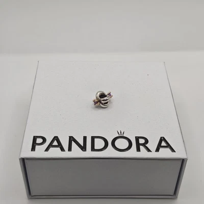 Pandora Charm Gold Two Tone Amethyst Love Knot Genuine ALE 925 790371AM - Image 1 of 3