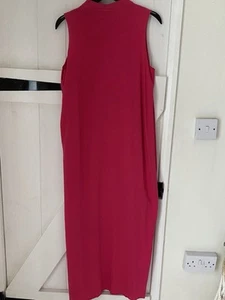 Monki Long Deep Pink Dress Size M Sleeveless 100% Cotton - Picture 1 of 4