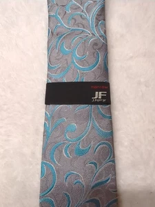 J. Ferrar Mens Necktie Tie + Tie Clip Narrow Aqua Gray MSRP $34 New - Picture 1 of 9