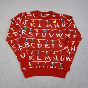 Maglione Stranger Things Uomo Piccolo Rosso Alfabeto Luci di Natale Girocollo Brutto - Foto 1 di 14