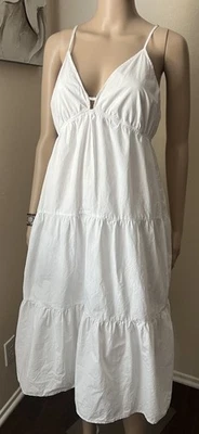 NWOT RAILS Beach Vacation Knee Midi Dress Bohemian Peasant Tiered White sz M - Image 1 of 4