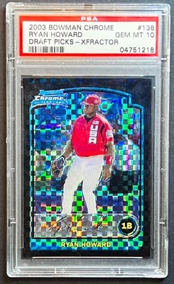 Bowman Chrome Draft 2003 Ryan Howard X-fractor novato RC/130 PSA 10 Phillies Foto 1 de 2