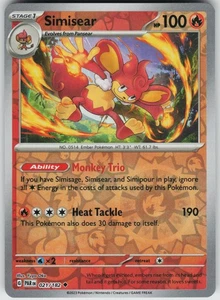 Pokemon Simisear 021/182 SV04: Paradox Rift NM Reverse Holo card - Picture 1 of 2