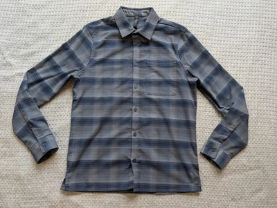 Lululemon Shirt Mens Medium Blue Gray Stripe Button Front Long Sleeve Pocket - Image 1 of 4
