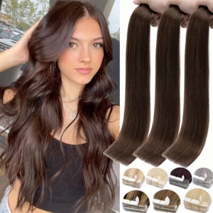 Invisible Tape In 100% Real Human Hair Extensions Russian Skin Wefts 60pcs 150g - Picture 1 of 65