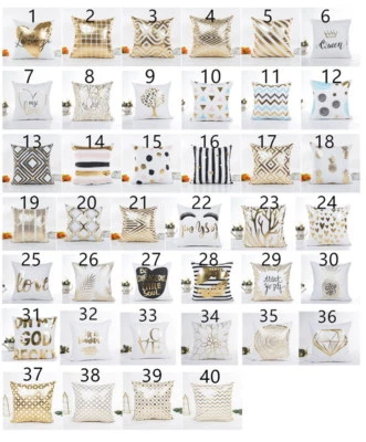 Softer Kissenbezug Gold Muster 45x45cm mit Reißverschluss Edel Weich Weiß Herz - Bild 1 von 4