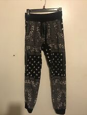 Joe Money Men's Black & White Bandana Print Sweatpants w Pockets Unisex Size M