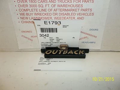 1998 SUBARU LEGACY OUTBACK FRONT GRILLE EMBLEM DECAL LOGO GOLD USED 95 96 97 99 - Image 1 of 4
