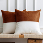 Leather Throw Pillow Covers, Set Of 2 Modern Leather/cotton Decorative Pillowcas