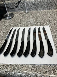 Vintage Ginsu Stainless Steel Serrated Steak Knife Set of 8 Retro USA Kitchen - Picture 1 of 22