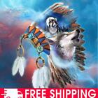 5D DIY Full Round Drill Diamond Painting Feathered Gat Wolf Head Decor 40x40cm