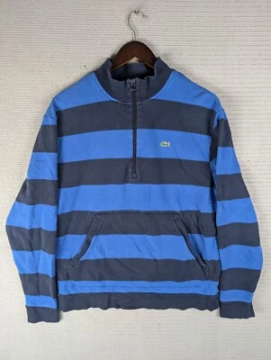 Lacoste sweatshirt 1/4 zip mens size 4 medium blue long-sleeve striped - Image 1 of 4