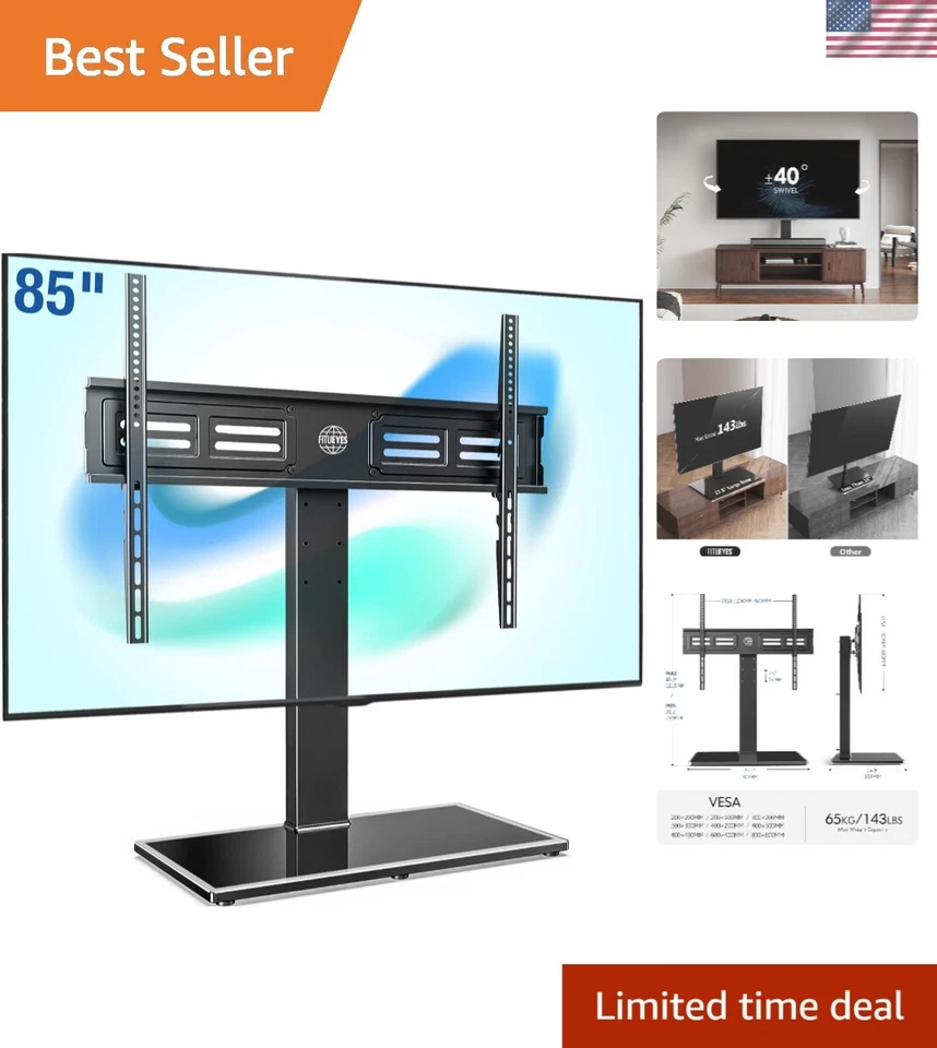 Fitueyes Universal TV Stand With Swivel Mount Height Adjustable for 60inch to 80 Inch TV Ftt107003gb