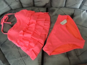NWT Girls Size X-Large (14) * OLD NAVY * Neon Pink 2-Pc Ruffle Tankini Swimsuit - Picture 1 of 4