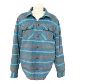 Prana Down Showdown Jacket Flannel Puffer Shacket in River Rock Blue XL - Picture 1 of 17