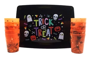Halloween Trick or Treat Party Tray & Splatter Paint Design Party Cups (10 ct) - Picture 1 of 6