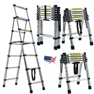 Collapsible Telescoping Ladder Folding Telescopic Ladders Extension Aluminum US - Picture 1 of 19