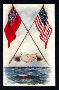 Postal patriótica de principios de 1900, 2 naciones juntas, bandera estadounidense, bandera de Inglaterra - Imagen 1 de 2