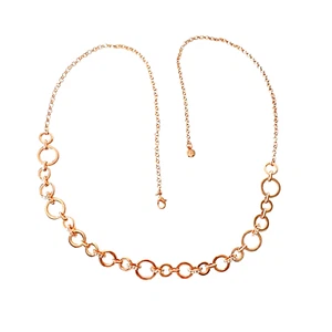 Rose Gold Plated Circle Link Chain w/ Rings of Swarovski Crystals ~ 36" - Picture 1 of 11