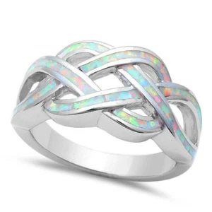 Womens 925 Sterling Silver White Opal Multi Infinity Ring Size 5,6,7,8,9,10»R139 - Picture 1 of 4