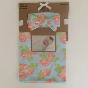 NEW (0-3M) Swaddle Blanket and Headband Set Floral Baby Gift | Baby Essentials - Picture 1 of 5