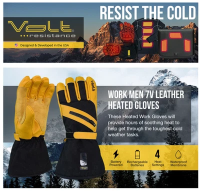 Volt Resistance - 男式加热皮革工作手套中号 - 一次使用 — 第 1/4 张图片