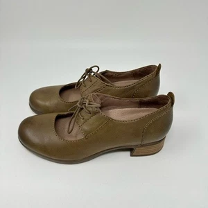 Dansko Mary Jane Linda Lace Up Pump Oxfords In Taupe Burnished Leather 37 US 7 - Picture 1 of 14