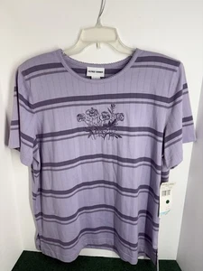 Alfred Dunner Bryce Canyon Floral Print Short Sleeve Top- Size L- Purple - Picture 1 of 20