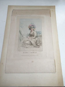 BELLE ESTAMPE ORIGINALE Couleurs PEINTRE MARIA COSWAY LONDRES 1786 Hedges - Picture 1 of 5