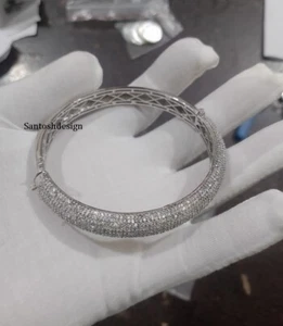 Hermoso brazalete de diamantes de plata, brazalete hecho a mano joyería, regalo - Imagen 1 de 2