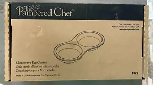 Pampered Chef Stoneware Microwave Egg Cooker Double Cooker #1372 New in Box - Picture 1 of 2