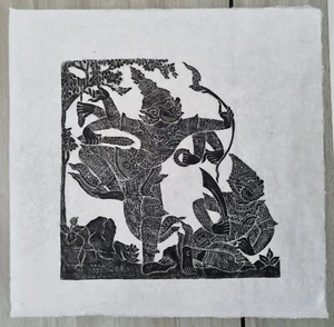 Papel de arroz para frotar templo tailandés Khon Giant Yaksa bailando 6 brazos sin marco de colección - Imagen 1 de 10