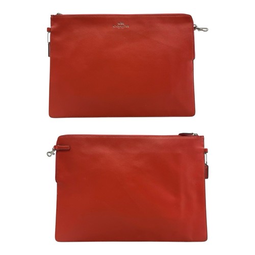 Borsa pochette Coach F6520 pelle saffiano manica tablet zip business pochette ARANCIONE