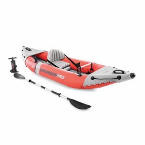 Intex Excursion Pro 1 Person Inflatable Fishing Vinyl Kayak with Oar and Pump