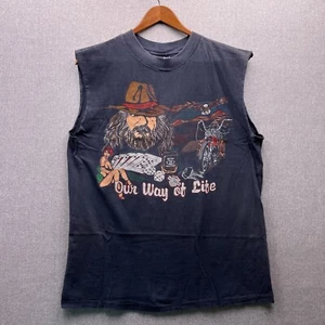 Vtg Harley Davidson One Way of Life Mens L Mustache Bike Rides Rock Roll T Shirt - Bild 1 von 17