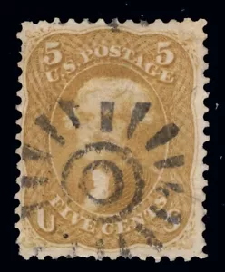 MOMEN: US STAMPS # 67 SAN FRANCISCO COGWHEEL CANCEL USED $750 LOT #93747-1* - Picture 1 of 2