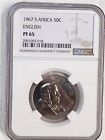 1967 South Africa 50 Cents Coin NGC Rated PF 65 English