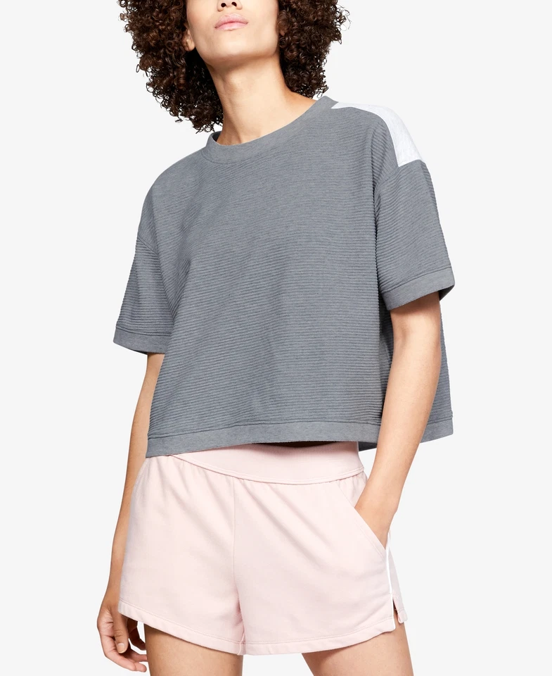 Under Armour Womens Fleeced Relaxed Crop Top Gray Small