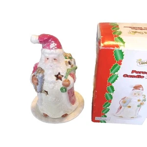 Candelabro de porcelana estilo navideño Santa Tea Light nuevo 5" de alto - Imagen 1 de 3
