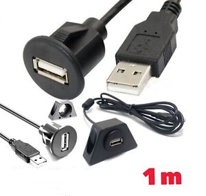 1M Car Dashboard Flush Mount USB Male to Female Socket Panel Extension Cable DL