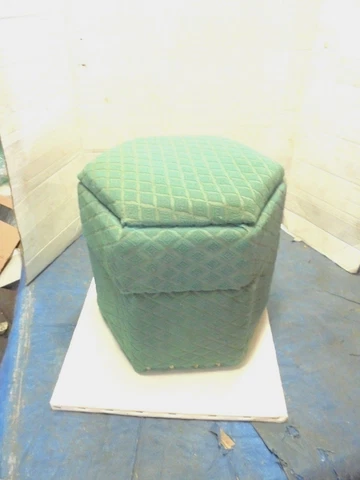 vintage stool with storage retro fabric covering 13-1/2" tall 6 sided l Cover