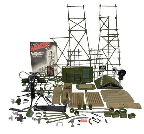 Rambo Savage Strike Headquarters Coleco Original Playset Almost Complete W/ Card Cover
