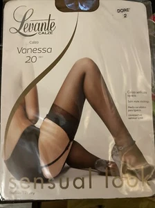 Paio Calze Vintage Velatissime x Reggicalze Levante Vanessa 20 Mis.2 Col.Dorè - Imagen 1 de 4