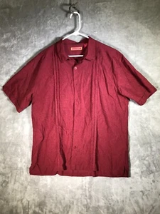 Havanera Mens Shirt XL Red 100% Polyester Short Sleeve Summer Dress - Picture 1 of 10