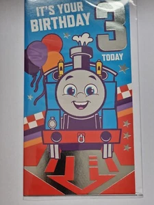 AGE 3 THOMAS THE TANK ENGINE  BIRTHDAY CARD.  - Picture 1 of 3