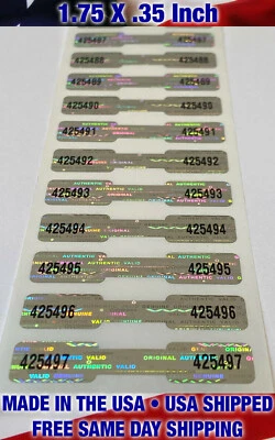 LABELOGIX 100 SERIAL NUMBERED TAMPER SECURITY VOID HOLOGRAM DOGBONE LABELS SEALS STICKERS